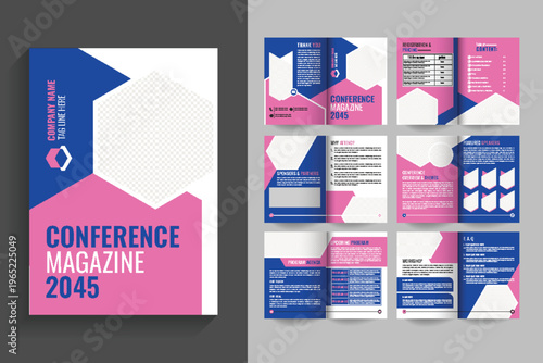 Creative Modern Conference Agenda, 12 page professional business conference magazine Schedule Guide layout