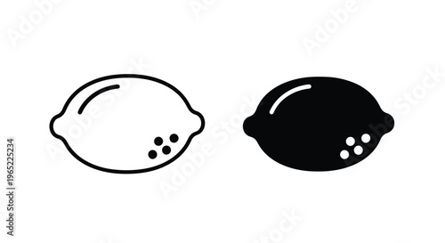 Lemon fruit icon set in flat vector style - Minimalist, flat icon, outline, glyph, linear, clipart, sticker - icon set