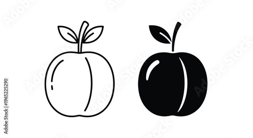 Simple fresh apple fruit icon set design - Solid vector icons - Clipart, sticker - icon set