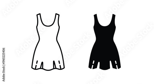 Elegant summer dress apparel icon set - logo icons vector set. Blue, Black and white icons