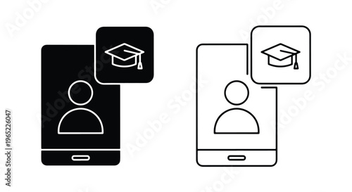 Online education mobile app icon set - Editable line icons. Vector illustration - Glyph and solid icon set - Icon vector
