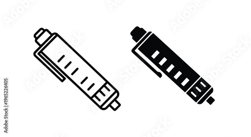 Retractable ballpoint pen icon set - Editable line icons. Vector illustration - Glyph and solid icon set - Icon vector