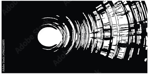 A futuristic architectural rendering of a cylindrical structure with a large circular opening