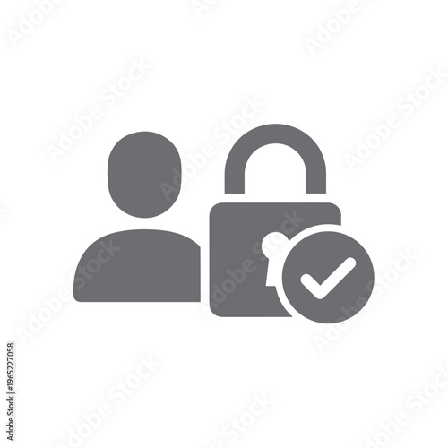 Silhouette of a user icon with a padlock overlay and a circular checkmark badge signifies confirmed user profile security.