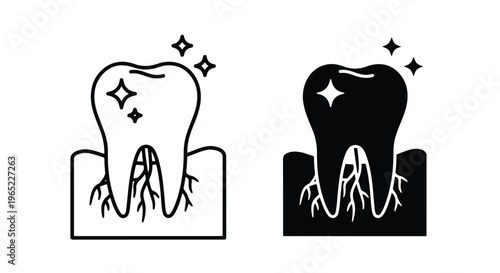 Healthy tooth vector icon set illustration - Solid vector icons - Clipart, sticker - icon set