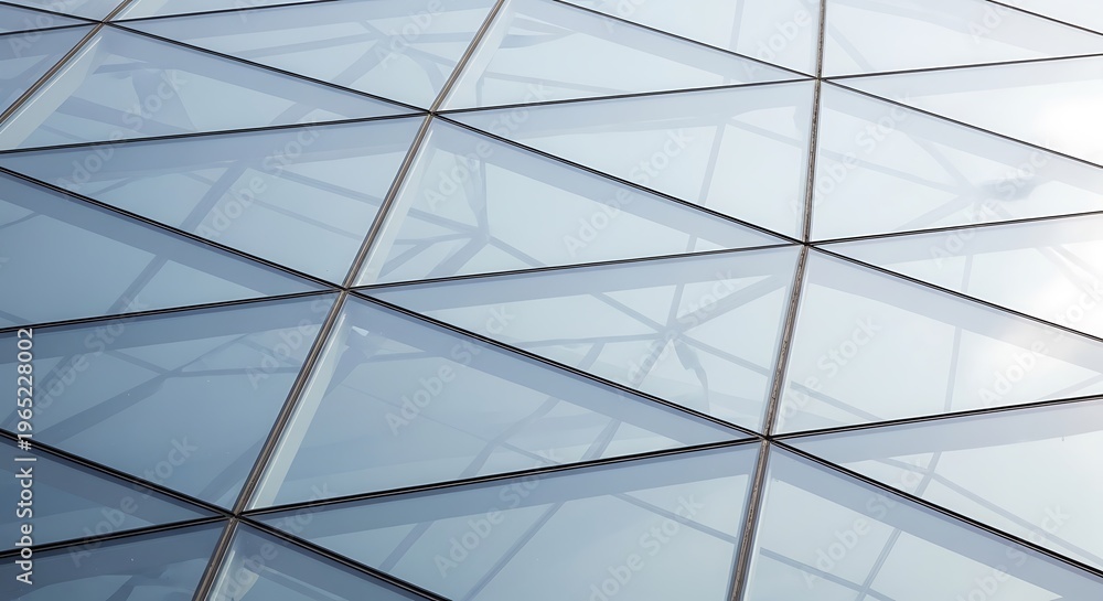 Fototapeta premium Modern architecture's glass facade featuring geometric design and light
