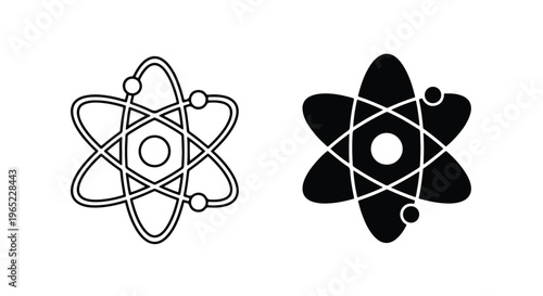 Atomic structure science vector icon set - logo icons vector set. Blue, Black and white icons