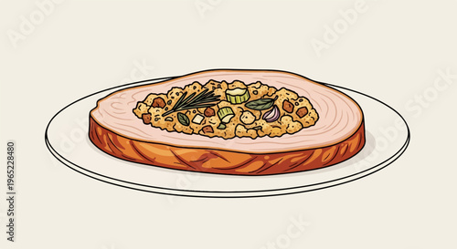 Savory stuffed roast on a white plate, a delightful meal