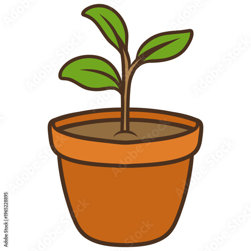 Sprout in a Pot Illustration