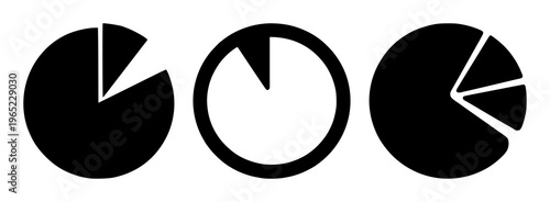 Budgeting expense pie chart set with solid black icon, white background featuring budgeting, expense, finance, pie chart and icon