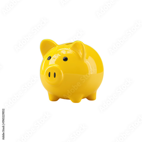 A bright yellow piggy bank on a black background