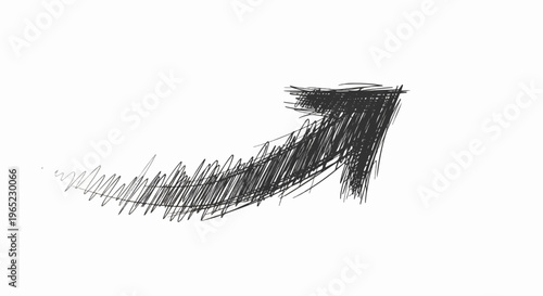 Hand-drawn arrow sketched with dark scribbles on a white background