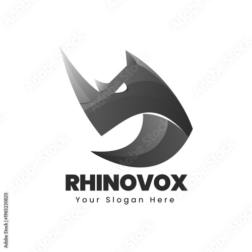Modern Minimalist Gradient Rhino Head Animal Mascot Logo Design Element