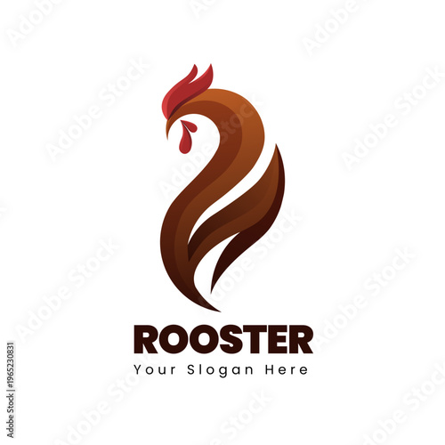 Modern Gradient Rooster Animal Logo Design Symbol Farm Poultry Mascot