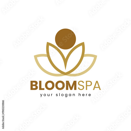 Elegant Golden Lotus Flower Spa Logo Symbol Design Icon