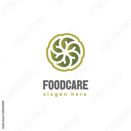 Minimalist Style Leaf Circle Ornament for Food Care and Health Business Logo