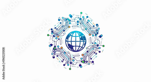 Global network technology circuit board design with interconnected nodes