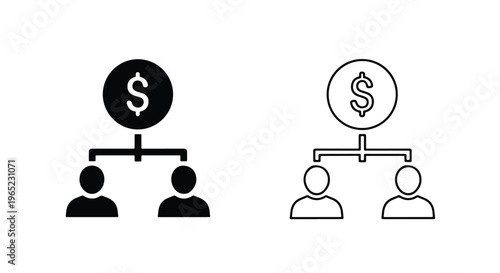 Profit sharing hierarchy vector icon set - Editable line icons. Vector illustration - Glyph and solid icon set - Icon vector