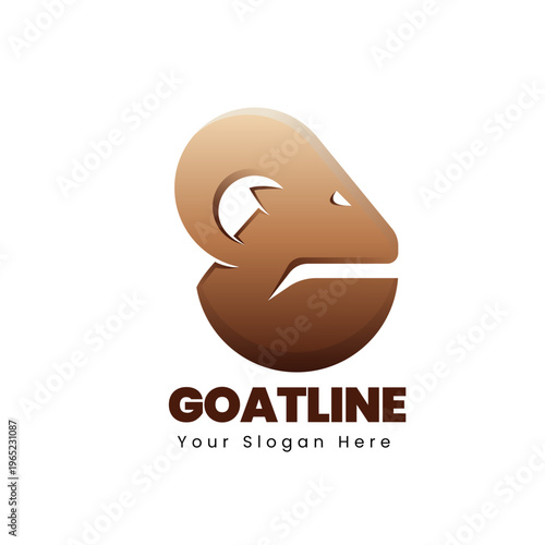 Minimalist Gradient Goat Head Animal Artistic Mascot Brand Logo