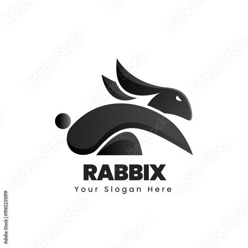 Modern Gradient Style Leaping Hare Silhouette Animal Mascot Logo