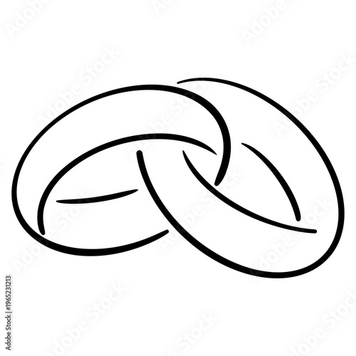 Hand-Drawn Interlocking Wedding Rings Doodle, Cute Couple Engagement Rings Outline for Marriage and Eternal Love Design.