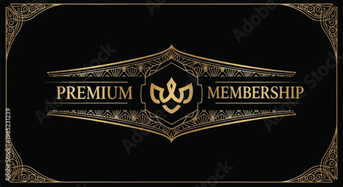 Elegant gold emblem and text on black background signifies premium membership