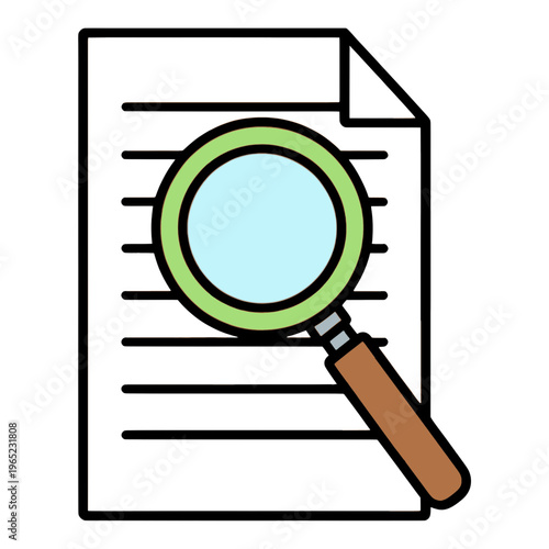 Magnifying Glass on Document Vector Icon