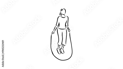 A woman jumping rope in a simple line art illustration