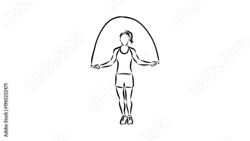 A woman jumping rope in a simple line art illustration