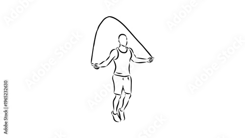 A man jumping rope in a simple line art illustration