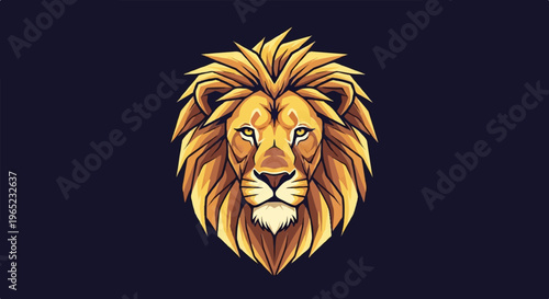 Stylized pixel art of a majestic lion's head with golden mane