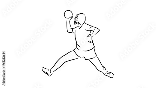 A woman in motion throwing a ball in a dynamic pose