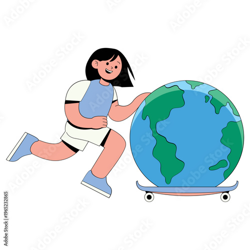 People Holding Earth Illustration