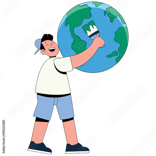 People Holding Earth Illustration