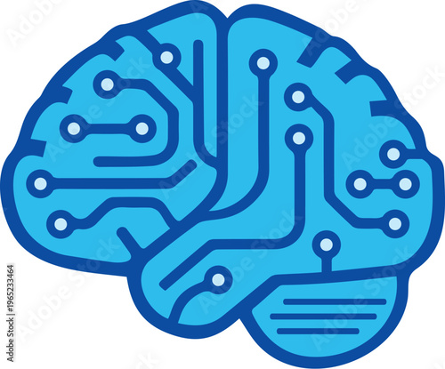 AI Brain Icon - Digital Neural Network. Circuit Board Mind. Artificial Intelligence Concept Vector Illustration. 