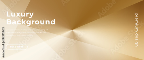 Abstract gold radial gradient background with metallic shine texture, subtle triangle shapes. Smooth circular light transitions. Luxury beige gold backdrop for banners, certificates, premium design