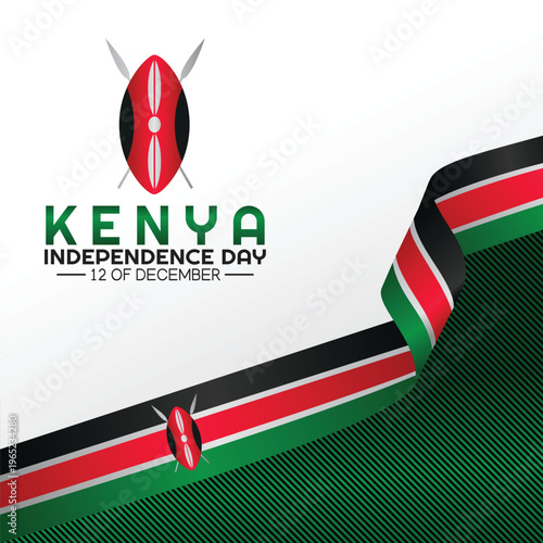 Fotografie Kenya independence day celebration logo with traditional shield and spears