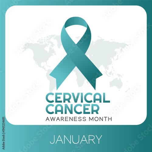 Cervical cancer awareness month january teal ribbon