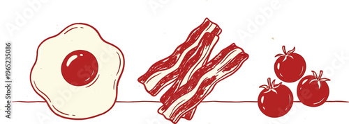 Breakfast food set naive hand drawn vector illustration