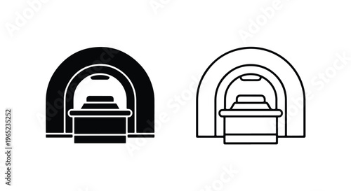 Vector icon of MRI scanner - logo icons vector set. Blue, Black and white icons