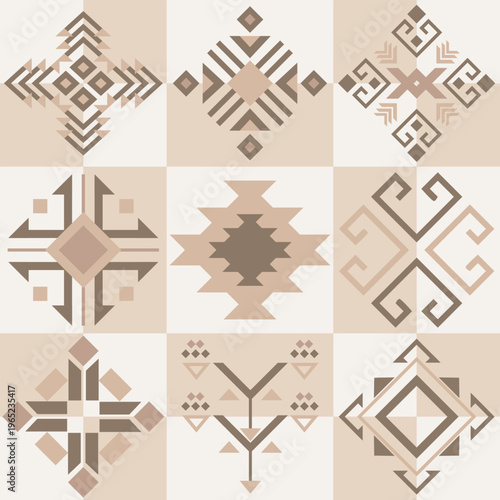 Luxury Organic Warm Minimalism Geometric Pattern Soft Beige and Clay Muted Tile Design
