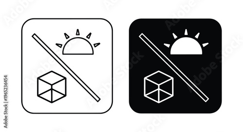 No sun cube icon vector set - Editable line icons. Vector illustration - Glyph and solid icon set - Icon vector