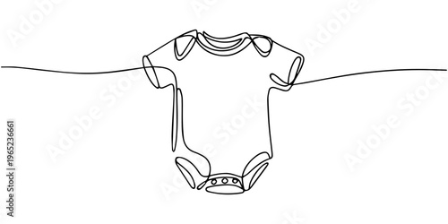 baby onesie continuous one line drawing, Single continuous drawing of baby onesie. Vector editable illustration, Single continuous drawing of baby onesie. Vector editable illustration, baby onesie.