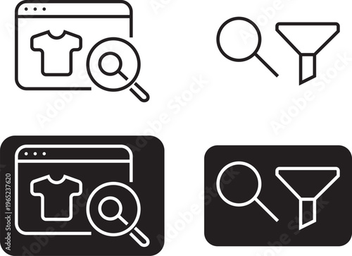 Ecommerce search and filter icons