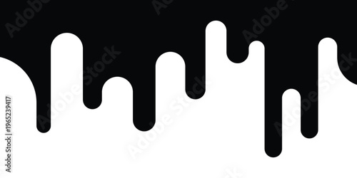 Black dripping liquid or paint transition on a white background