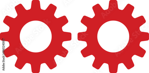 Foto Two vibrant red gear icons, simple cogwheel vector graphics, industrial mechanis