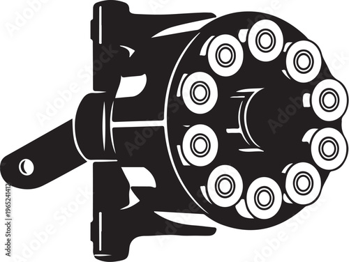 Black, industrial, mechanical wheel, gear, bearing, silhouette, vector icon
