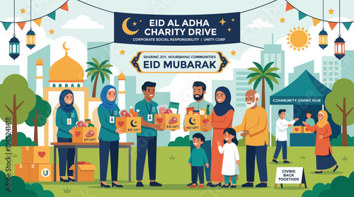 eid al adha charity drive with donors and recipients.