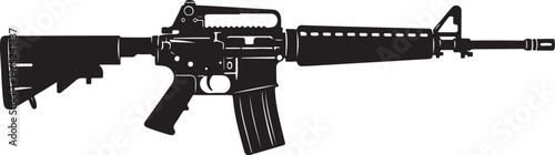 Black rifle, assault rifle, gun, firearm, vector illustration, military weapon, silhouette