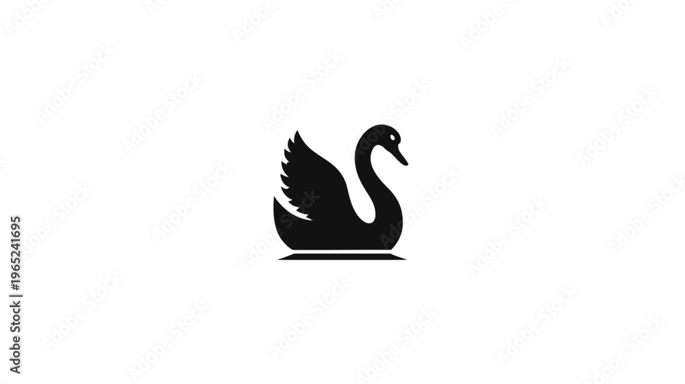 Fototapeta premium A minimalist black silhouette of a swan on a white background. Simple design